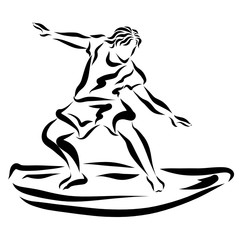Young man on surfboard, sport