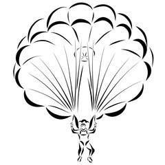 A man descended on a parachute