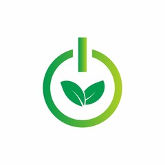 save energy logo design with green leaf