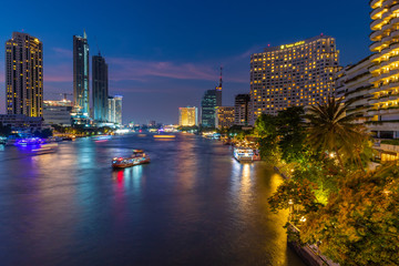 BANGKOK, THAILAND - Apr. 20, 2018 : Chaopraya river is the major river in Thailand. It flows through Bangkok and then into the Gulf of Thailand.