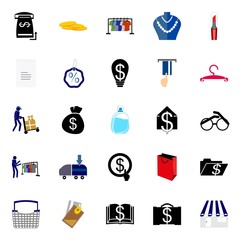 icon Shopping Tools with credit card, load bearing, card wallet, banking and cosmetic