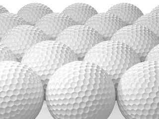 White golf balls. 3D Illustration