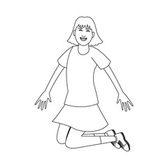 Happy young woman jumping vector illustration graphic design