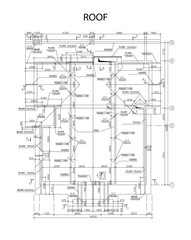 Detailed architectural plan of roof beams and plates, vector