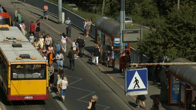 People boarding on buses at the Old Town station