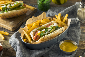 Homemade Chicago Style Hot Dog with Mustard
