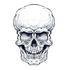 Иллюстрация злого черепа на белом фоне