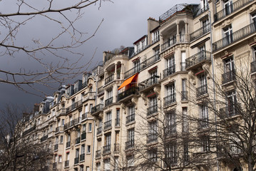 Paris architecture in stormy weather.