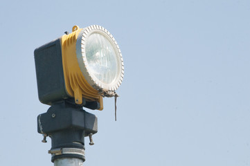 Runway light on blue background