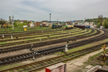 Fototapeta premium railroad station in poor industrial city district