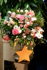 Wedding ceremony decoration. wedding  decorated with flowers.