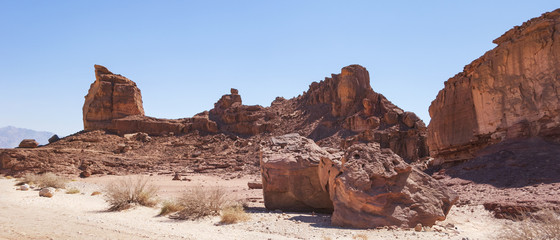 beautiful and unusual red sandstone formations in Timna Park in southern Israel © Sarit Richerson