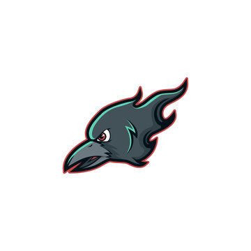 Crow Raven Head Mascot Icon Logo