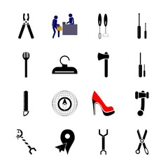 Fototapeta premium icon Instruments And Tools with tools, cutout, fork, location and mechanical