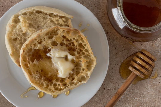 English Muffin Drizzled with Honey