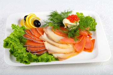 Sliced fish assortment