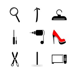 Fototapeta premium icon Instruments And Tools with clip, equipment, mechanic, fix and shilhouette