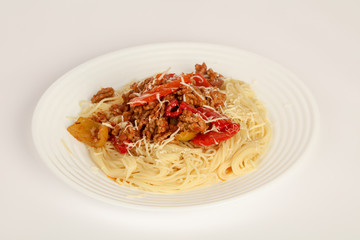 Pasta Bolognese with cheese