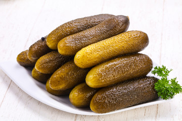 Pickled green cucumbers