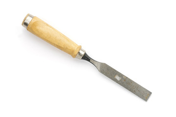 old chisel, isolated on white