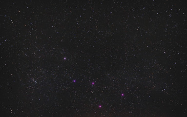 constellation of Cassiopeia in the endless expanse of the night sky, a real photo of deep space
