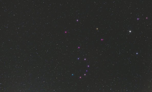 constellation corona borealis and bootes in the endless expanse of the night sky, a real photo of deep space