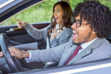 Angry driver honking in traffic