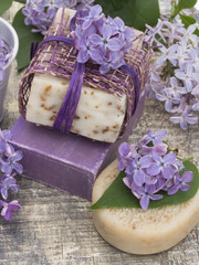 cosmetics with lilac flowers