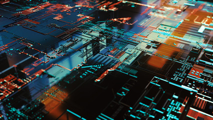 Digital binary data and electronic circuit board. Cyber security concept abstract background. - obrazy, fototapety, plakaty