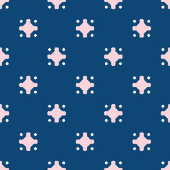 Vector seamless pattern. Texture in trendy colors, navy blue, rose pink, white
