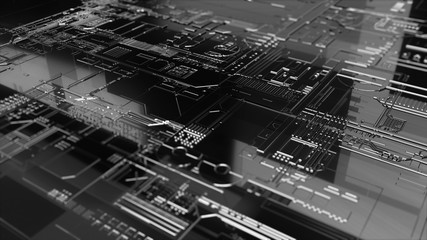 Digital binary data and electronic circuit board. Cyber security concept abstract background. 