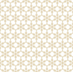 Vector geometric gold and white floral seamless pattern in Japanese style