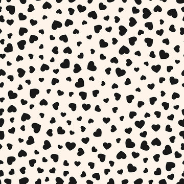 Vector hearts seamless pattern. Valentine's day theme. Black and white texture