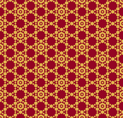 Vector seamless pattern. Luxury red and gold geometric ornament background