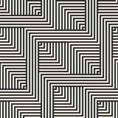 Vector geometric lines seamless pattern. Abstract graphic striped ornament. Simple black and white stripes, zigzag shapes. Modern stylish linear background. Repeat design for decor, prints, textile