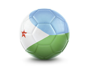 High qualitiy soccer ball with the flag of Djibouti rendering.(series)