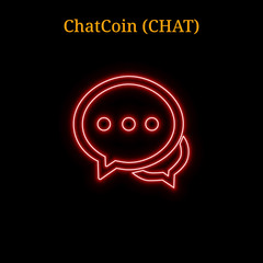 Red neon ChatCoin (CHAT) cryptocurrency symbol
