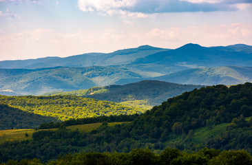 Fototapeta na wymiar beautiful rolling hills of Carpathian mountains. lovely summer landscape, bird eye view