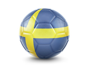 High qualitiy soccer ball with the flag of Sweden rendering.(series)