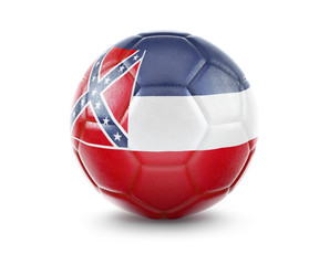 High qualitiy soccer ball with the flag of Mississippi rendering.(series)