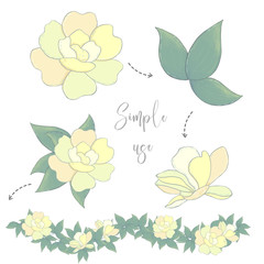 Design flowers yellow flowers clip art illustration digital drawing on white background