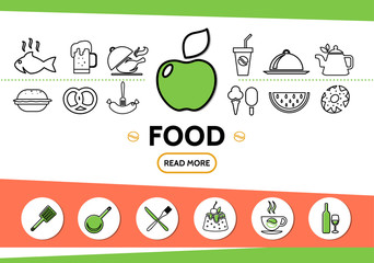 Food Line Icons Template