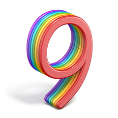 Obraz premium Rainbow font number 9 NINE 3D