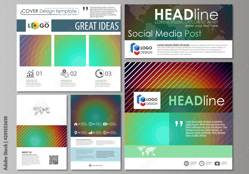 Poster social media posts set. business templates. abstract flat template, vector layouts in popular format