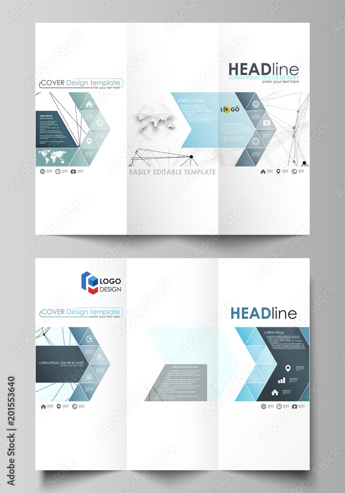 Poster tri-fold brochure business templates on both sides. abstract vector layout in flat design. chemistry