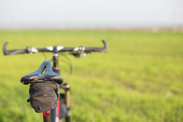 Fototapeta na wymiar Close-up on a bicycle at the back, Mountain Bike Protector 