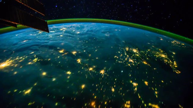 Planet Earth seen from the International Space Station with Aurora Borealis over the earth, Time Lapse 4K. Images courtesy of NASA Johnson Space Center