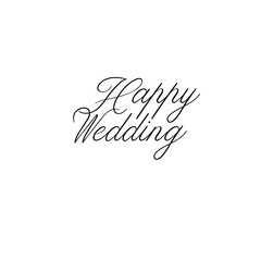 Happy Wedding hand lettering inscription. Modern Calligraphy Greeting Card. Vector Isolated on White Background