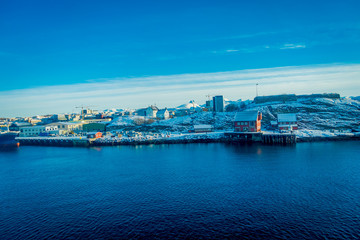 Impressive snowy mountains peeking out behind Bodo