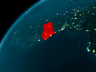 Ghana at night on Earth